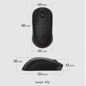 Мишка BenQ ZOWIE U2 Wireless Mouse For Esports, Size M, 60g, up to 1000 Hz, up to 3200 DPI, Symmetrical design, Inward-curved on both sides for agility during multi-angle movement, Wireless design w/enhanced receiver, Driverless, plug and play