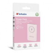 Външна батерия Verbatim MCP-5PK Power Pack 5000 mAh with UBS-C PD 20W / Magnetic Wireless Charging 15W Pink
