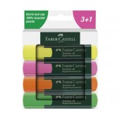 Комплект текст маркери Faber-Castell 1548 Скосен връх 1-5 mm 3+1 цвята
