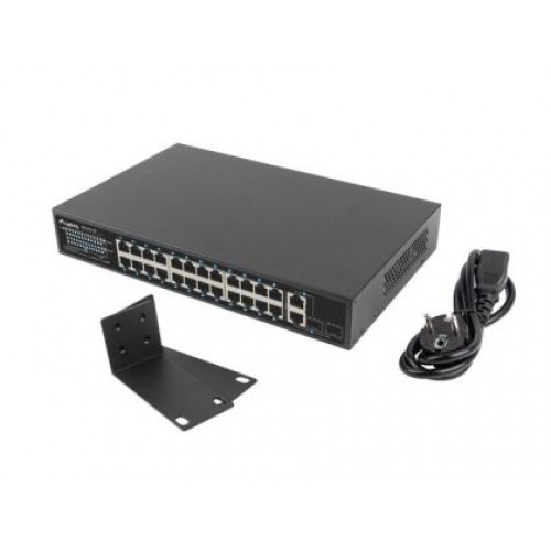 Комутатор Lanberg switch 24x 100mb poe+/2x combo rack 19