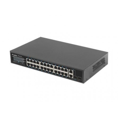 Комутатор Lanberg switch 24x 100mb poe+/2x combo rack 19