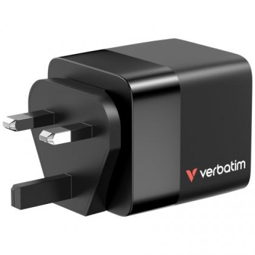 Зарядно устройство Verbatim Mini GaN Charger 65W 2 Port retractable cable display US plugs with EU and UK adaptors-5
