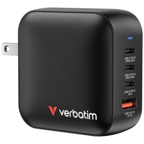 Зарядно устройство Verbatim Mini GaN Charger 100W 4 Port US plug with EU and UK adaptors-6