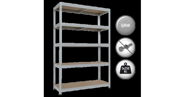Метален стелаж STAR PL 213x120x45 см, до 250 кг на рафт - цинк-1