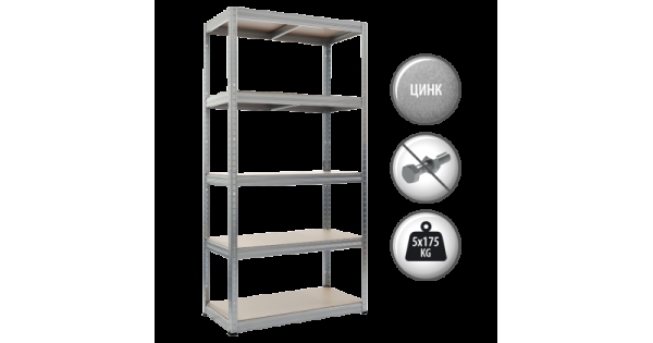 Метален стелаж STAR 213x90x45 см, до 175 кг на рафт - цинк-1