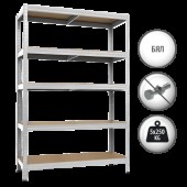Метален стелаж STAR PLUS 180x120x45 см, до 250 кг на рафт - бял