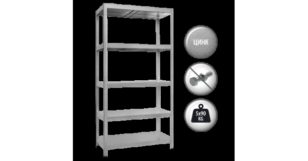 Метален стелаж HARD 180x60x40 см, до 90 кг на рафт - цинк-1