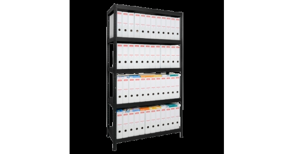 Метален стелаж HARD 180x90x40 см, до 130 кг на рафт  - черен