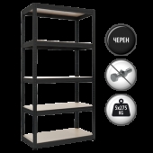 Метален стелаж STAR 180x90x45 см, до 275 кг на рафт  - черен