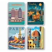 Тетрадка Black&White Mix Ламинирани корици, спирала, офсет, 2 теми, А4 80 л. с редове