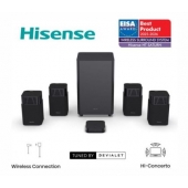 Аудио система Hisense HT Saturn, 4.1.2Ch Sound Bar with Wireless Subwoofer, 720W, Dolby Atmos, Tuned by Devialet , DTS:X,Quad Satellite Speakers , Black