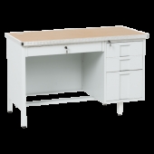 Метално бюро Carmen CR-1318 L - сиво / бук