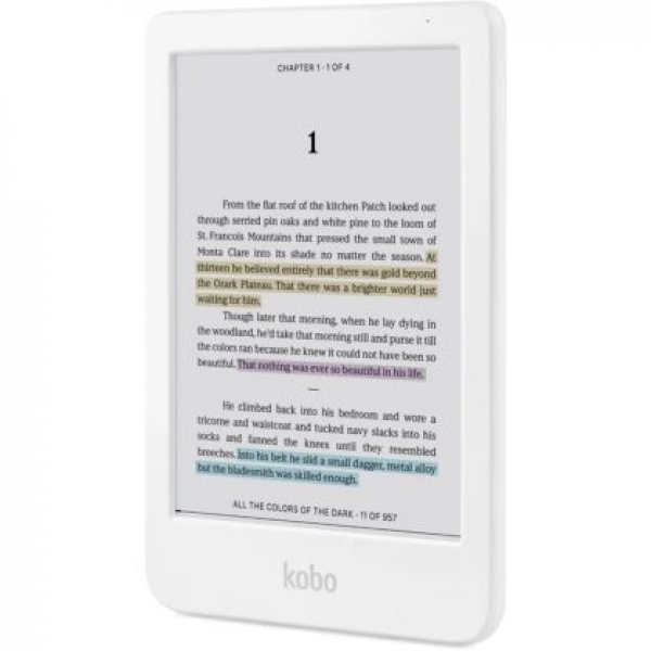 Четец за Е-книги Kobo Clara Colour e-Book Reader, E Ink Kaleido touch screen 6 inch colour, 1448 x 1072 pixels, 16 GB, 1000 MHz/512 MB, 1 x USB C, Greutate 0.172 kg, Wireless Da, Comfort Light, 12 different fonts and over 50 font styles, White-1
