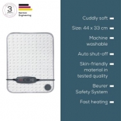 Термоподложка Beurer HK 43 Super Cosy heat pad with super soft surface;3 Illuminated temperature settings;Fast heating;Automatic switch off after 90 min;Cotton cover washable on 30°; BSS; 44(L)x33(W)
