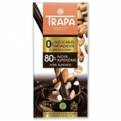 Шоколад Trapa, без захар, БАДЕМ, 80% какао, 100 гр.
