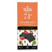 Натурален шоколад Trapa с малини, 74% какао, 80 гр.