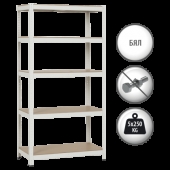 Метален стелаж Carmen CR-1016 - 180х90х45 см, до 250 кг на рафт - бял
