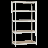 Метален стелаж Carmen CR-1016 - 180х90х45 см, до 250 кг на рафт - бял