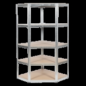 Ъглов метален стелаж Carmen CR-1019 - 180x90x45 см, до 275 кг на рафт - цинк