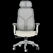 Ергономичен стол Carmen 7901 W еко кожа - сив-шампанско