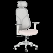 Ергономичен стол Carmen 7901 W еко кожа - сив-розов