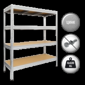 Метален стелаж Carmen CR-1024 - 168x160x40 см, до 600 кг на рафт - цинк