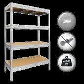 Метален стелаж Carmen CR-1024-1, 180x120x60 см, до 600 кг на рафт - цинк
