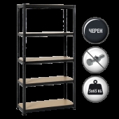Метален стелаж Carmen CR-1027, 192x100x40 см, до 65 кг на рафт - черен