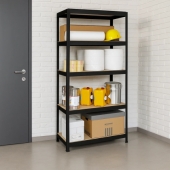 Метален стелаж STAR 180x90x45 см, до 275 кг на рафт  - черен