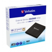 Оптично устройство Verbatim External Slimline CD/DVD Writer USB 3.2 Gen 1/USB-C