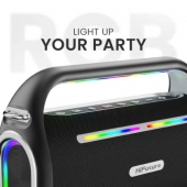 Микрофон Тонколони HiFuture MusicBox100 Black, 20W Output, Karaoke Enable, Two Wireless Microphone, 4000mAh Battery (Support Power Bank), RGB Lighting, Pair to Play (TWS Mode), Bluetooth 5.3