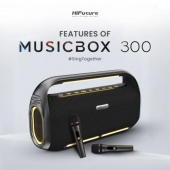 Микрофон Тонколони HiFuture MusicBox300 Black, 150W Output, Karaoke Enable, Two Wireless Microphone, 18000mAh Battery (Support Power Bank), RGB Lighting, Pair to Play (TWS Mode), Bluetooth 5.3