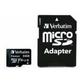 Памет Verbatim Premium micro SDXC 64GB Class 10 (Incl. Adaptor)