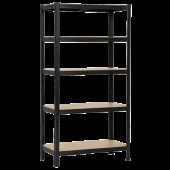 Метален стелаж Carmen CR-1016 - 180х90х45 см, до 250 кг на рафт - черен